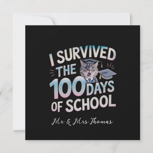 I Survived the 100 Days of School - Celebrate 100  Invitation (Front)