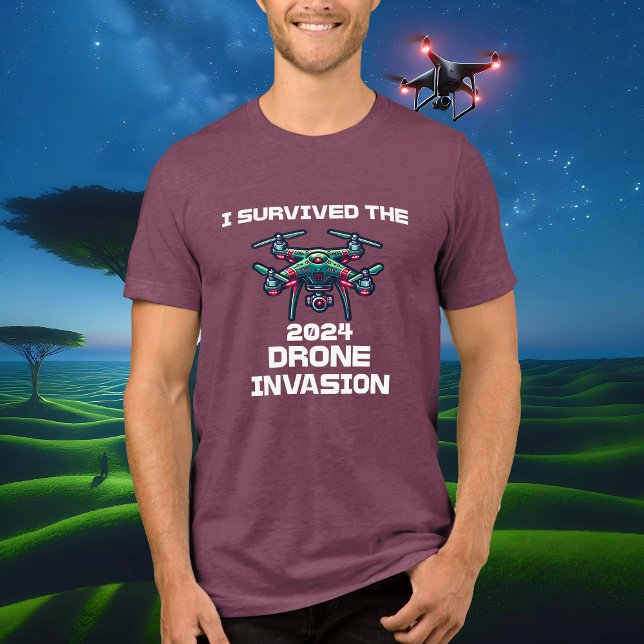 I Survived the 2024 Drone Invasion Tri-Blend Shirt (Creator Uploaded)