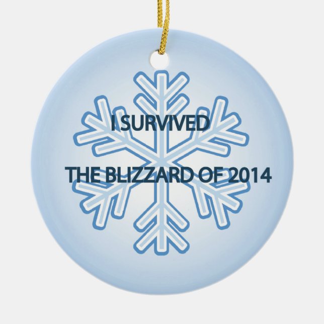 I survived the blizzard of 2014 snowflake ceramic tree decoration (Front)