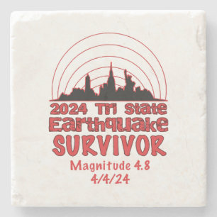 I Survived the NYC Earthquake Quake Tri State 2024 Stone Coaster