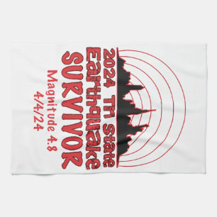 I Survived the NYC Earthquake Quake Tri State 2024 Tea Towel