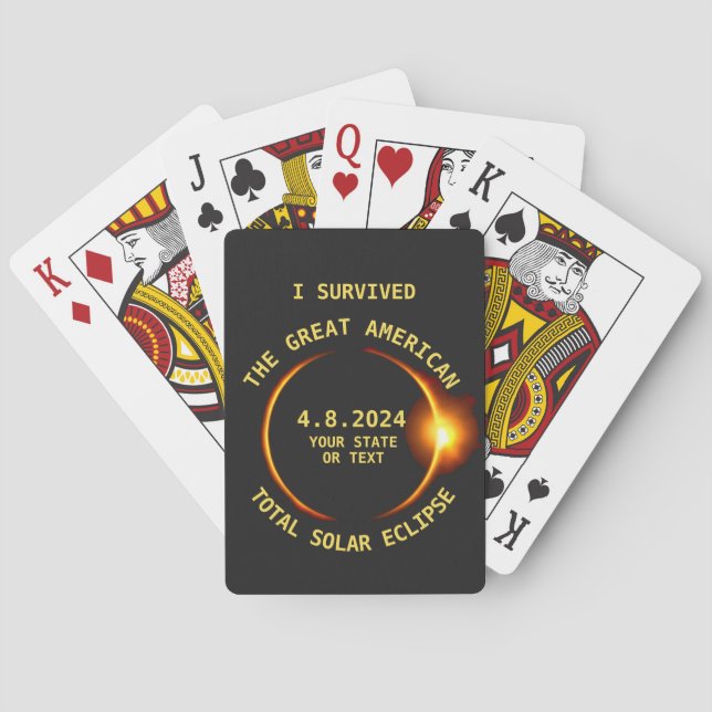 I Survived the Total Solar Eclipse 4.8.2024 USA Playing Cards (Back)