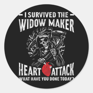 I Survived The Widow Maker Heart Attack Heart Dise Classic Round Sticker