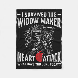 I Survived The Widow Maker Heart Attack Heart Dise Fleece Blanket