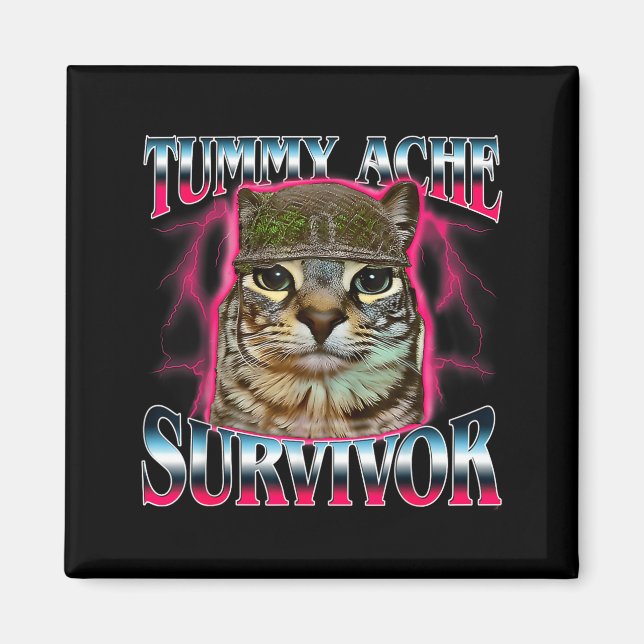 I Survived Today's Funny Tummy Ache Survivor Cat M Magnet (Front)