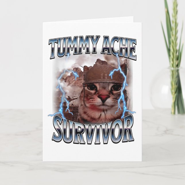 I Survived Today's Tummy Ache Folded Greeting Card (Front)