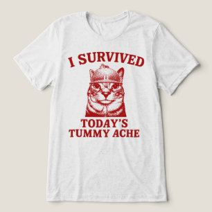 I Survived Todays Tummy Ache Funny Cat Tri-Blend Shirt