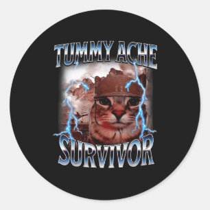 I Survived Today's Tummy Ache Survivor Funny Cat M Classic Round Sticker