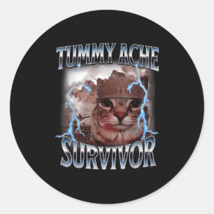 I Survived Todays Tummy Ache Survivor Funny Cat Me Classic Round Sticker