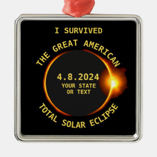 I Survived Total Solar Eclipse 8.21.2017 USA Metal Tree Decoration