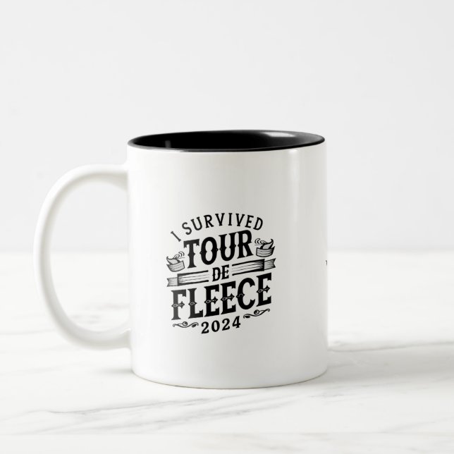 I Survived Tour De Fleece 2024 Personalise Team  Two-Tone Coffee Mug (Left)