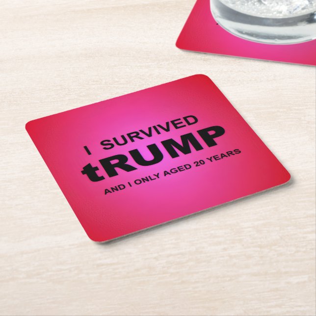 I Survived tRUMP Square Paper Coaster (Angled)