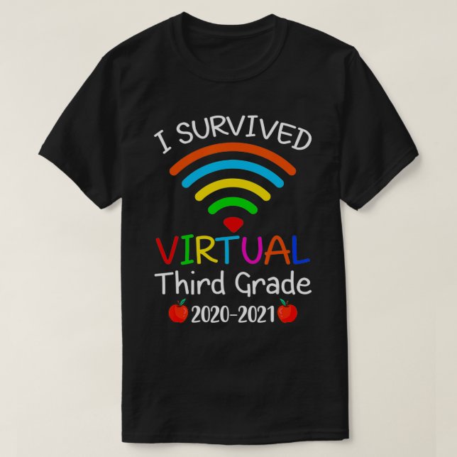 I Survived Virtual 3rd Grade End of Year Distance  T-Shirt (Design Front)