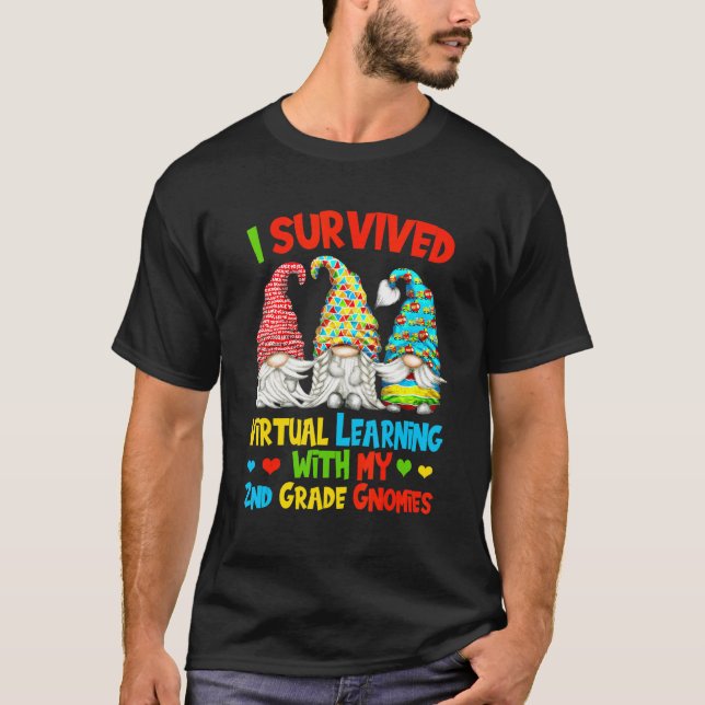 I Survived Virtual Learning With My 2nd Grade Gnom T-Shirt (Front)