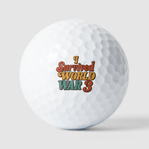 I Survived World War 3 Funny Retro Vintage Golf Balls