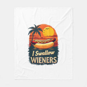 I Swallow Saucy Wieners Funny Adult Joke Hot Dogs Fleece Blanket