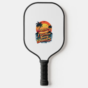 I Swallow Saucy Wieners Funny Adult Joke Hot Dogs Pickleball Paddle