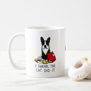 I Swear, the Cat Did It Boston Terrier (black) Coffee Mug