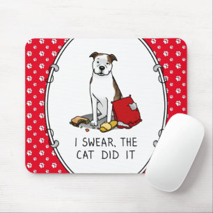 I Swear the Cat Did It Pit Bull (lt brindle/wh3) Mouse Pad
