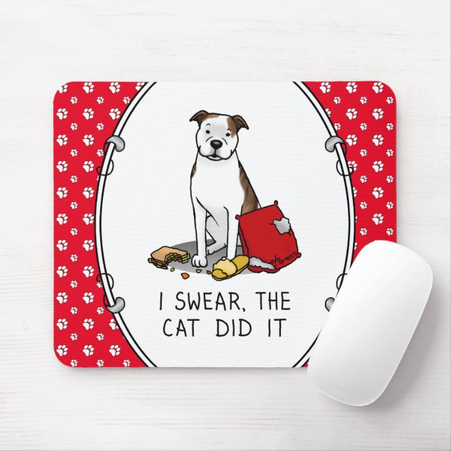 I Swear the Cat Did It Pit Bull (lt brindle/wh3) Mouse Pad (With Mouse)