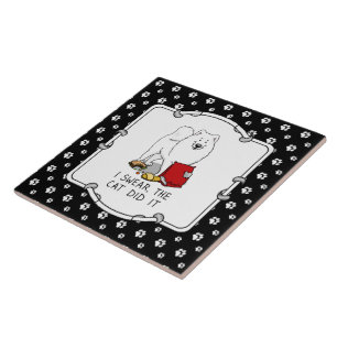 I Swear, the Cat Did It Samoyed Dog Tile