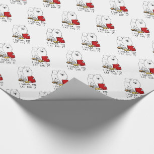 I Swear, the Cat Did It Samoyed Dog Wrapping Paper
