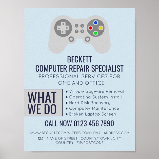 I.T/Computers, Computer Repair Specialist Advert Poster (Front)