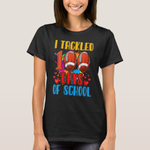 I Tackled 100 Day Of School Football Boy 100th Day T-Shirt