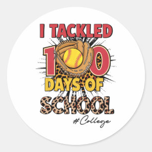 I Tackled 100 Days Of College Softbyll Leopard Kid Classic Round Sticker