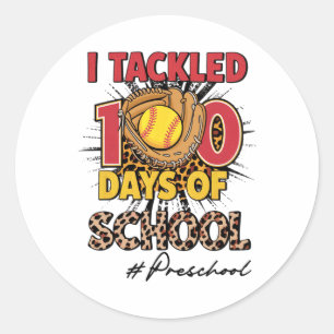 I Tackled 100 Days Of Preschool Softbyll Leopard K Classic Round Sticker