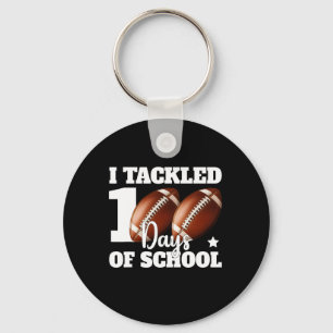 I Tackled 100 Days Of School 100th Day Footbyll Te Key Ring