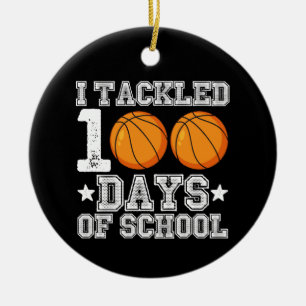 I Tackled 100 Days of School Basketball Ceramic Tree Decoration