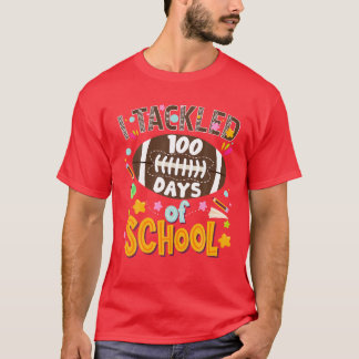 I Tackled 100 Days Of School Football Boy Teacher T-Shirt