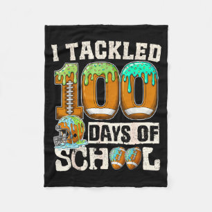 I Tackled 100 Days Of School Football Ice Cream Dr Fleece Blanket