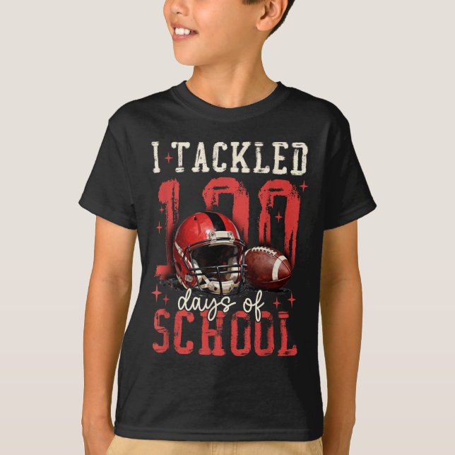 I Tackled 100 Days Of School Football Men Boy Kid  T-Shirt (Front)