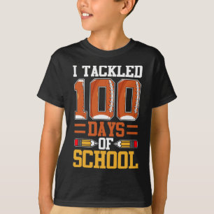 I Tackled 100 Days Of School Footbyll 100th Day Of T-Shirt