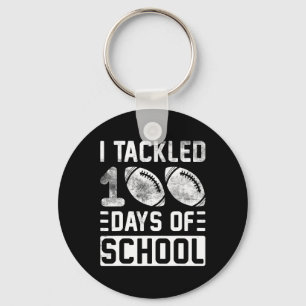 I Tackled 100 Days Of School Footbyll Boys 100th D Key Ring
