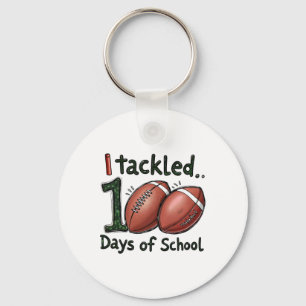 I Tackled 100 Days Of School Footll 100th Day Stud Key Ring