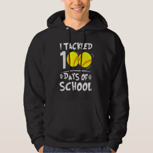 I Tackled 100 Days Of School Softball 100th Day Te Hoodie