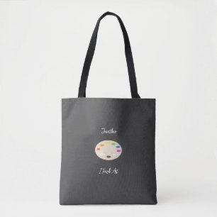 I Teach Art Personalised Paint Palette Black Tote Bag