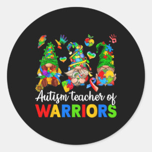 I Teach Awesome Kids Autism Awareness Gnomes  Classic Round Sticker