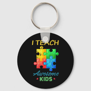 I Teach Awesome Kids Autism Awareness Shirt . This Key Ring