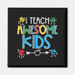 I Teach Awesome Kids Autism Awareness Sped Teacher Magnet