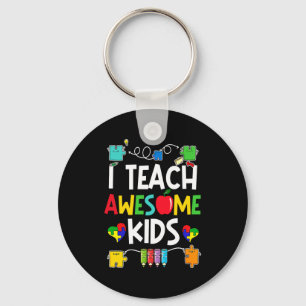 I Teach Awesome Kids Autism Awareness Teacher Men Key Ring