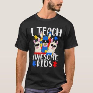 I Teach Awesome Kids Llama Autism Awareness T-Shirt