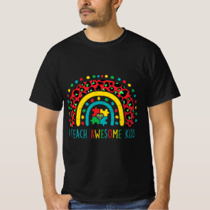I Teach Awesome kids shirt Autism Awareness Puzzle