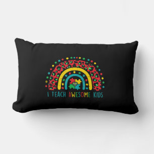 I Teach Awesome kids shirt Autism Awareness Puzzle Lumbar Cushion