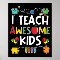 I Teach Awesome Kids shirt Autism Awareness puzzle