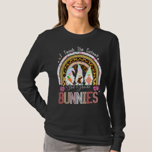 I Teach Cutest 3rd Grade Bunnies Leopard Rainbow E T-Shirt