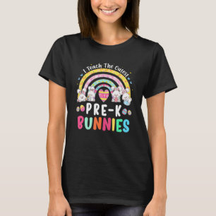 I Teach Cutest Bunnies Pre K Teacher Boho Rainbow T-Shirt